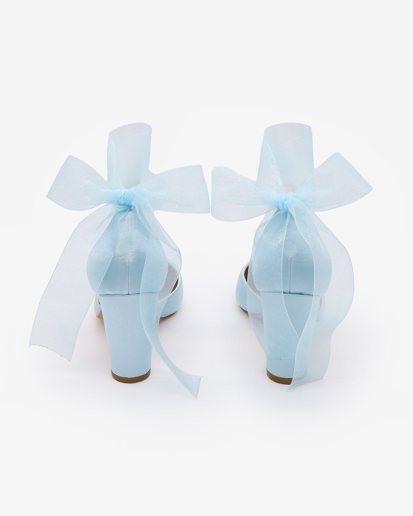 Satin Wedding Block Heel with Wrapped Satin Tie
