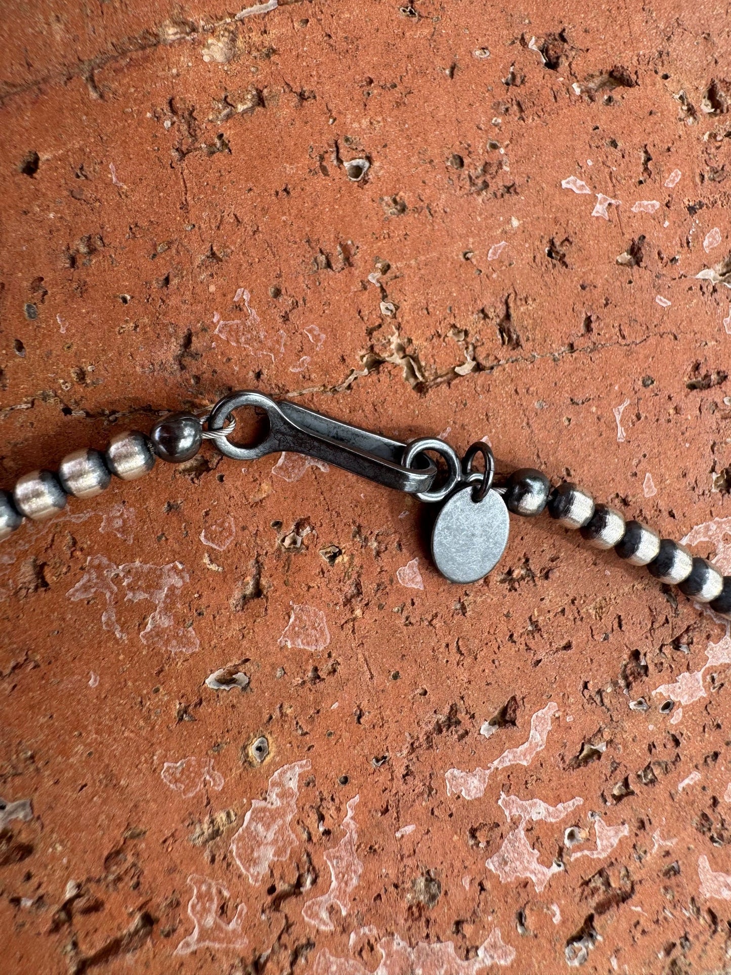 Handcrafted Sterling Silver & White Buffalo 3-8mm Beaded Necklace 20"