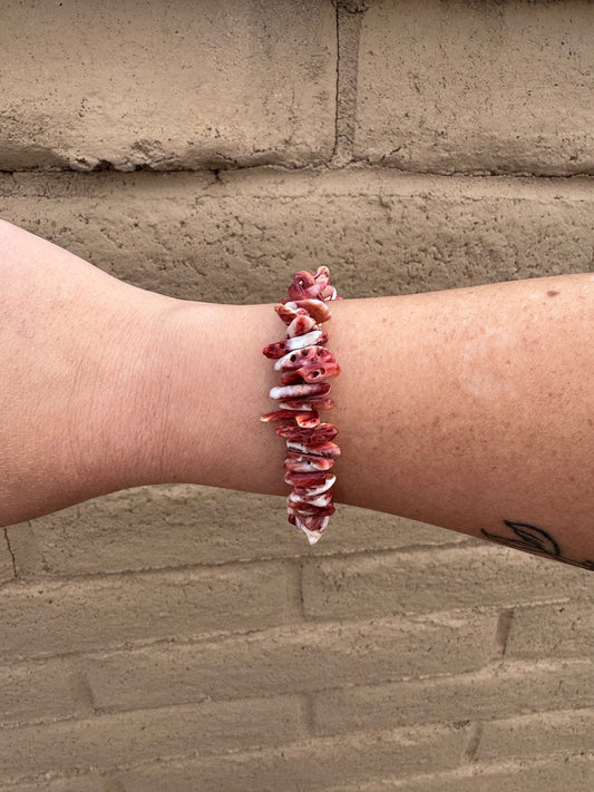 Handcrafted Spiny & Sterling Silver Beaded Bracelet 7.5"