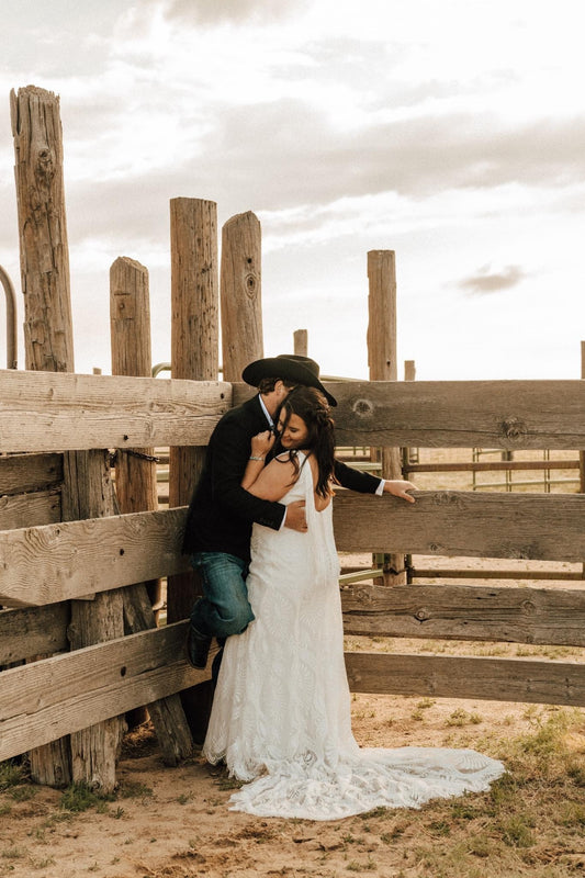 The Dolly Gown-Custom Western Wedding Dress with Fringe