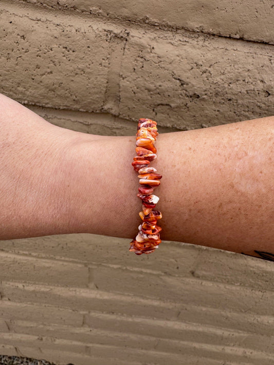 Handcrafted Spiny & Sterling Silver Beaded Bracelet 7.5"