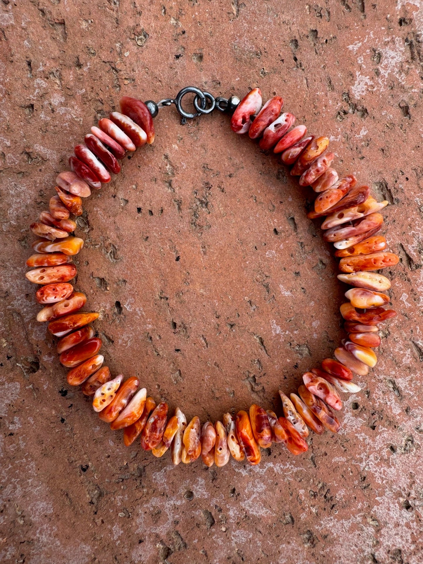 Handcrafted Spiny & Sterling Silver Beaded Bracelet 7.5"