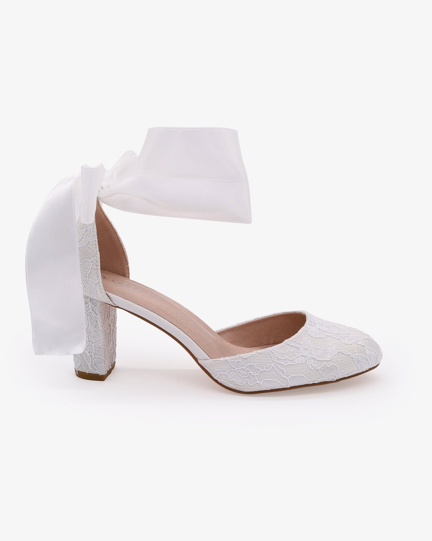Lace Block Heel with Wrapped Satin Tie