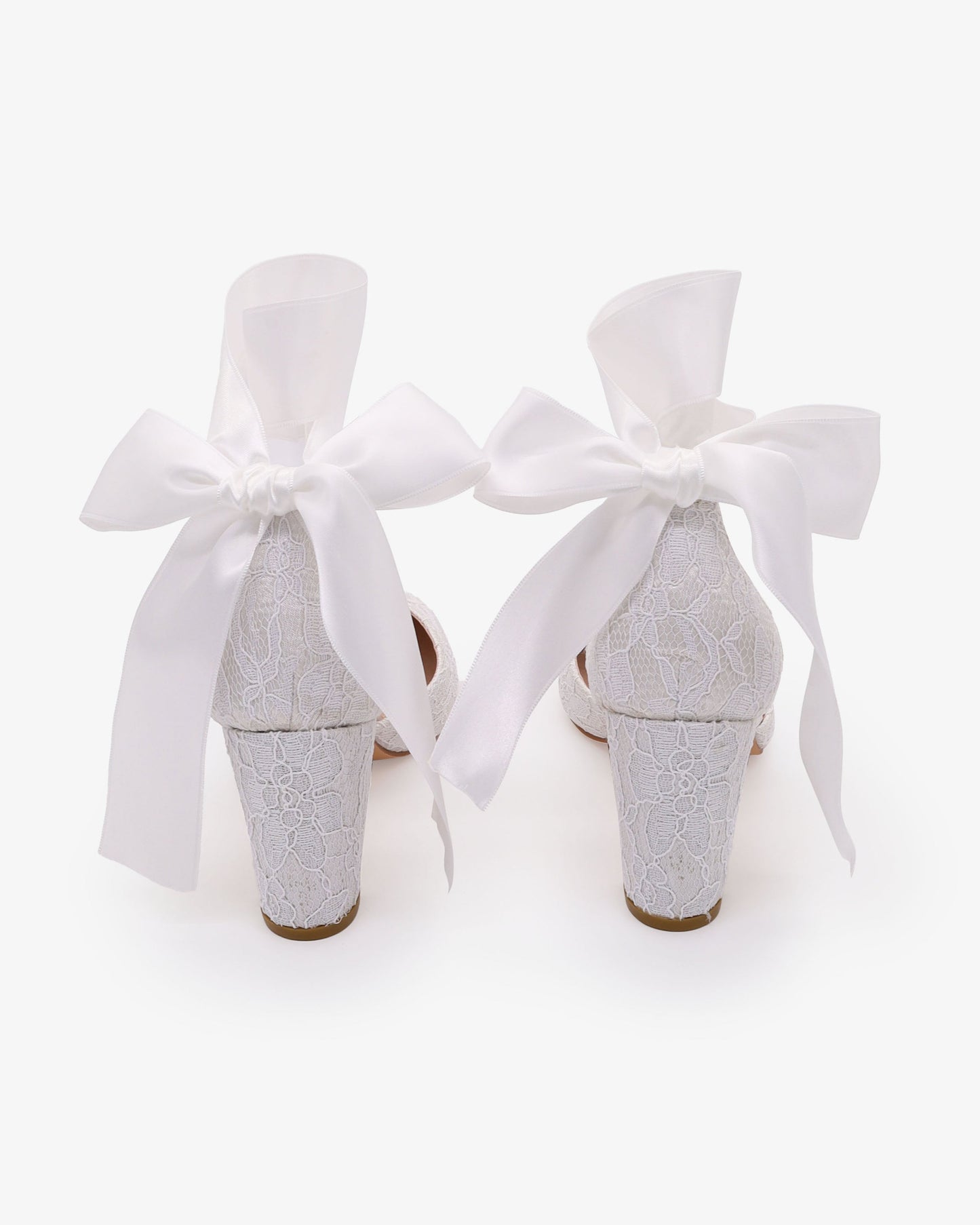 Lace Block Heel with Wrapped Satin Tie