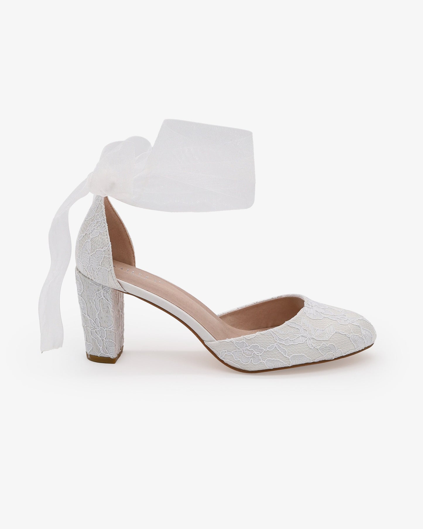 Lace Block Heel with Wrapped Satin Tie