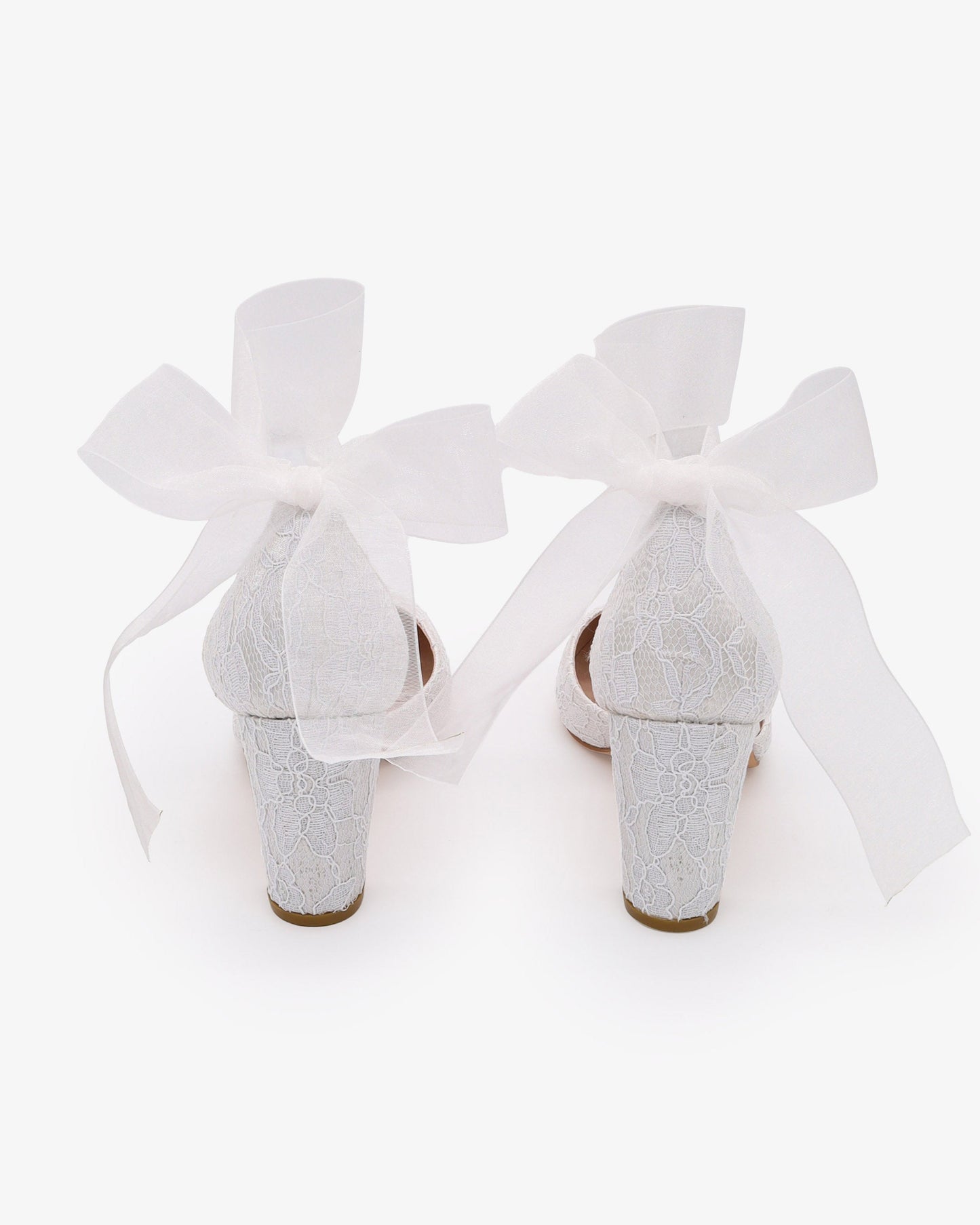 Lace Block Heel with Wrapped Satin Tie