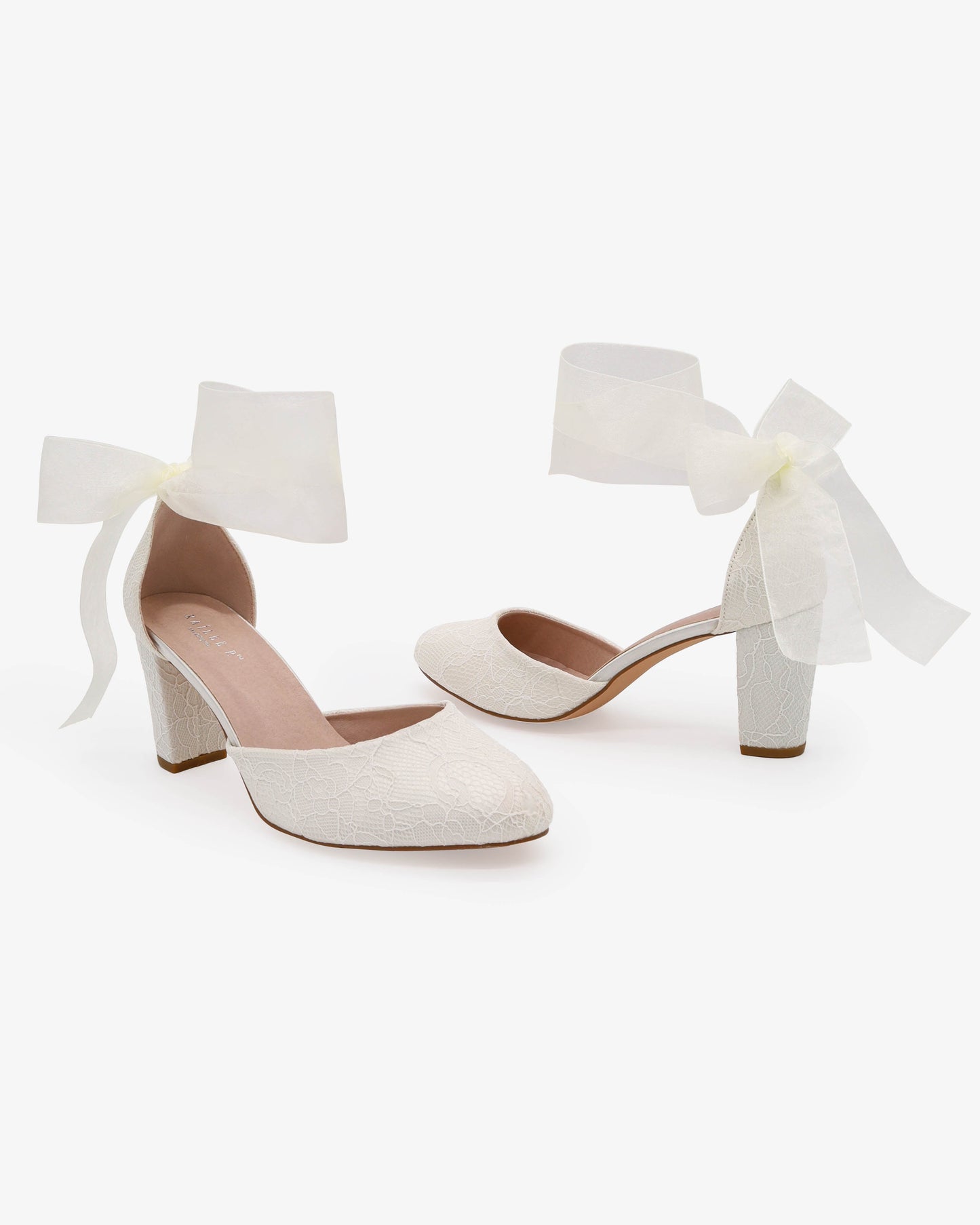 Lace Block Heel with Wrapped Satin Tie