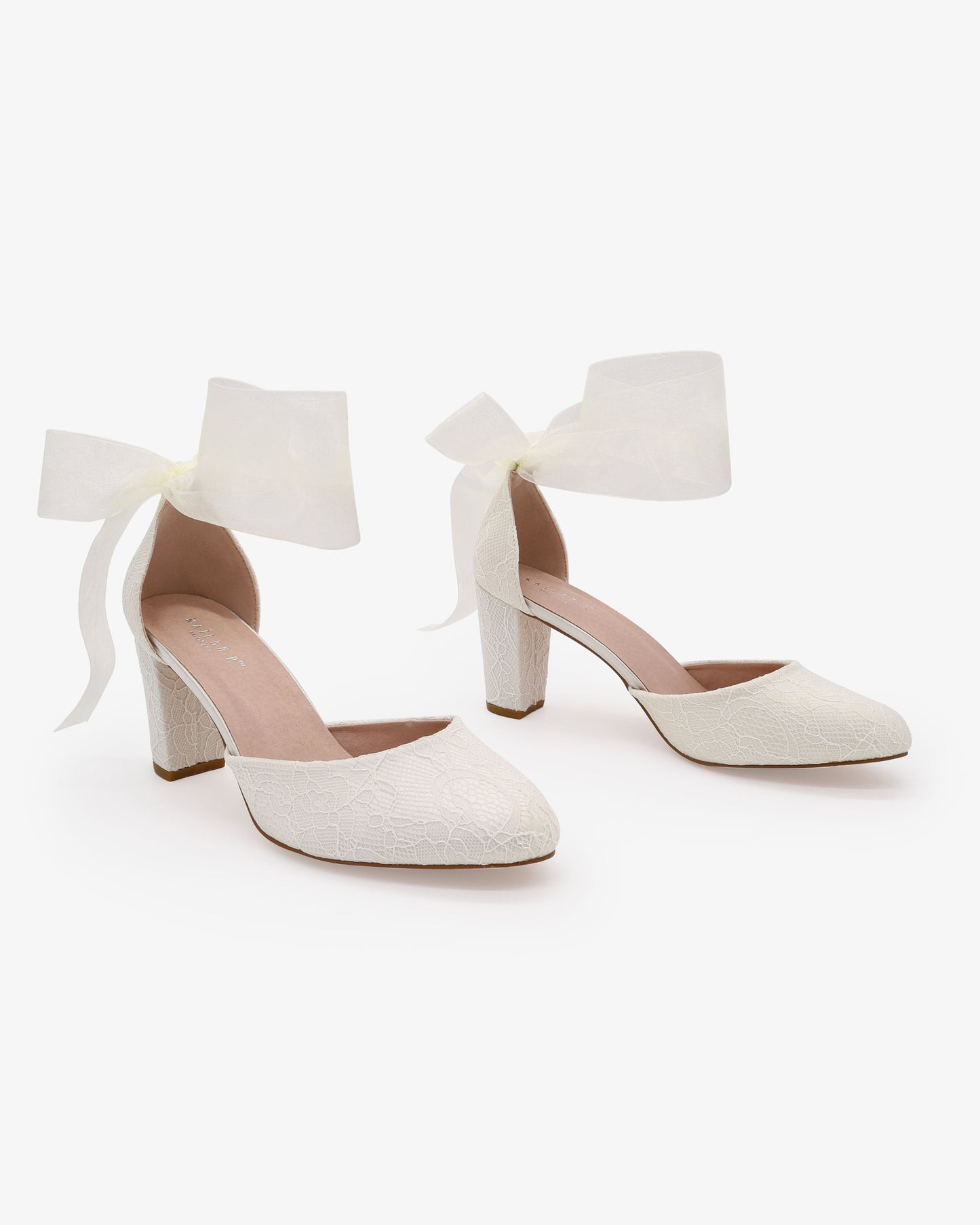 Lace Block Heel with Wrapped Satin Tie