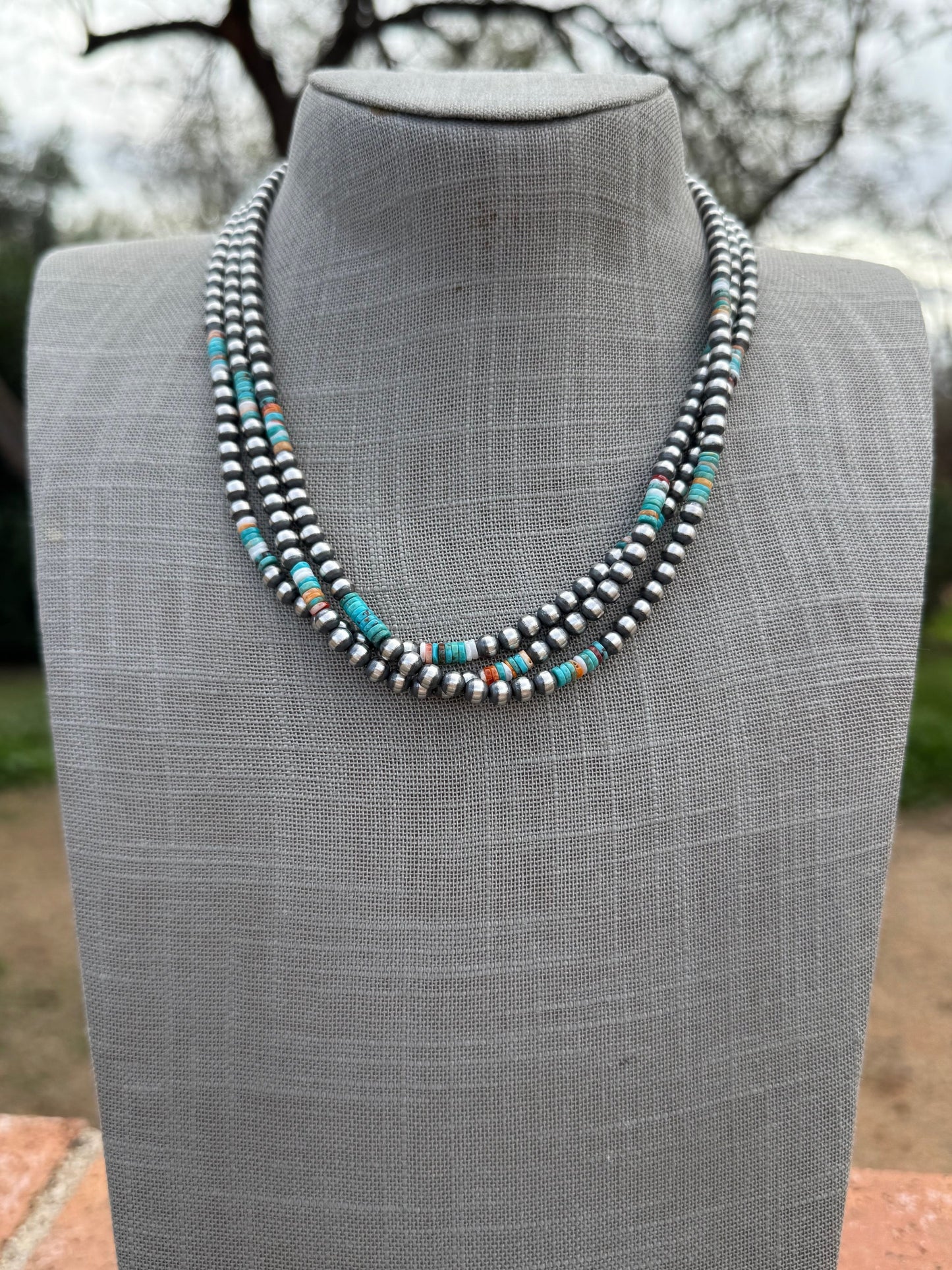 Handcrafted Spiny and Turquoise 5mm Beaded Necklace