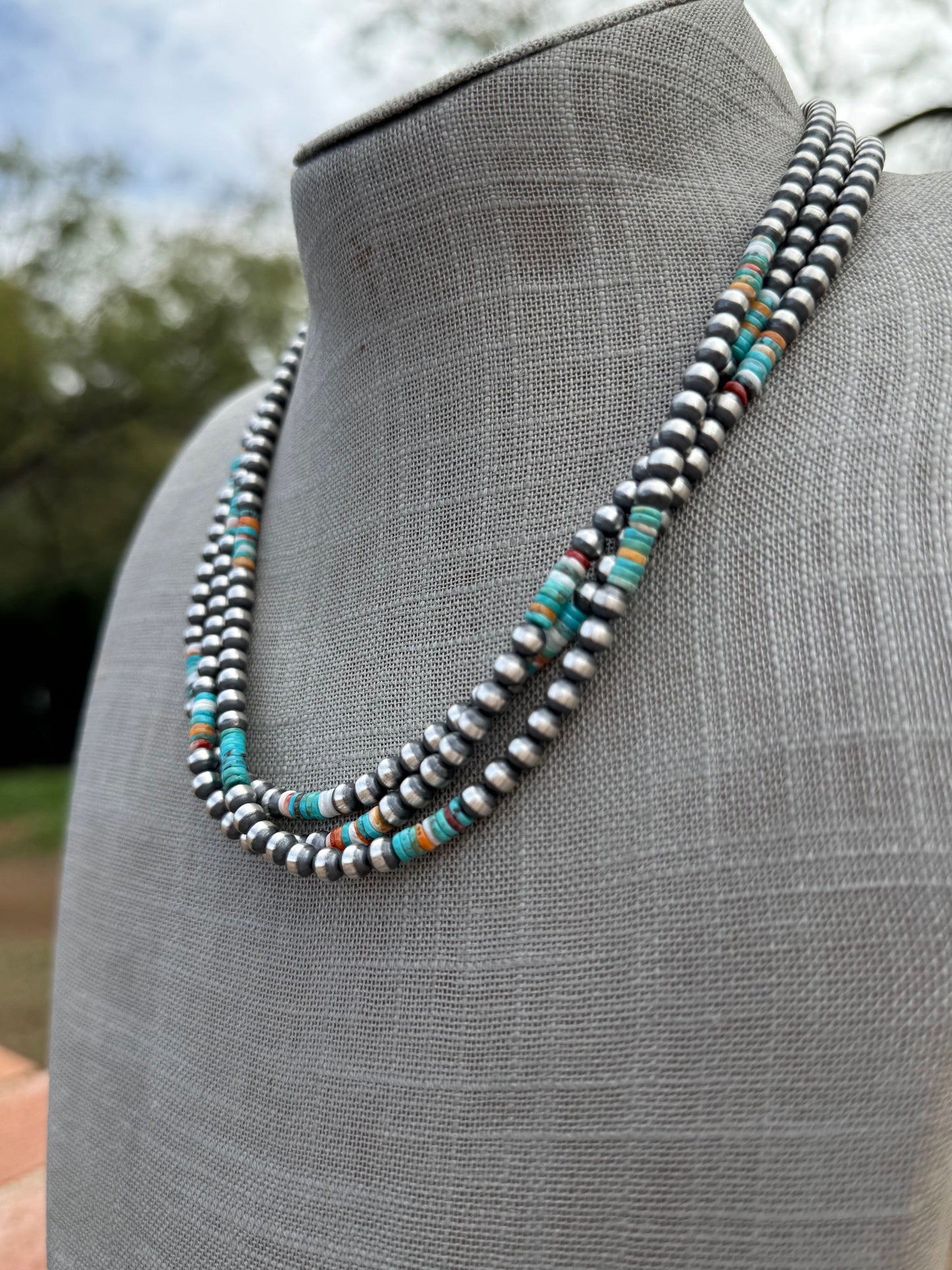 Handcrafted Spiny and Turquoise 5mm Beaded Necklace