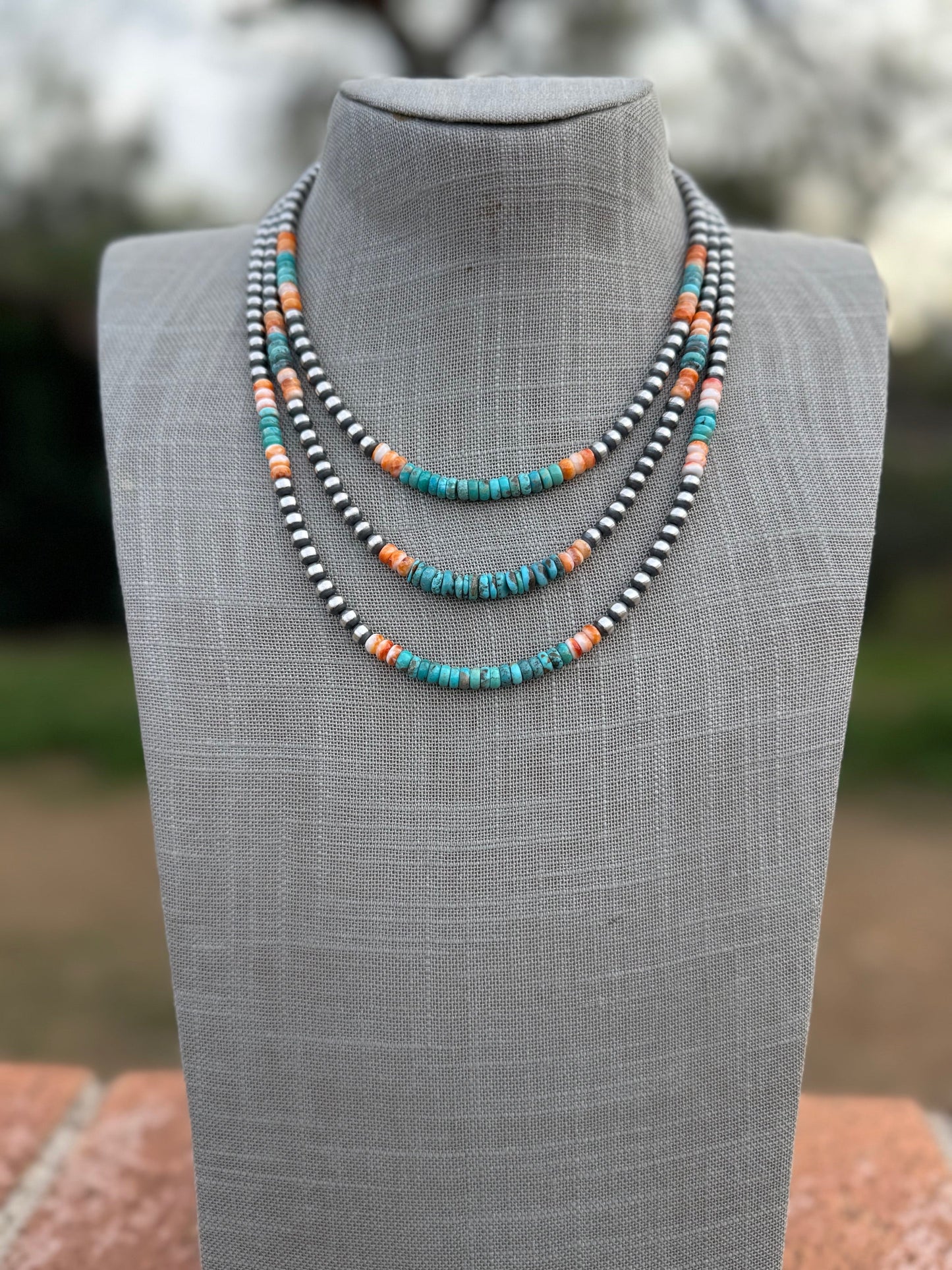 Handcrafted Spiny and Turquoise 5mm Beaded Necklace