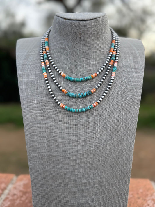 Handcrafted Spiny and Turquoise 5mm Beaded Necklace