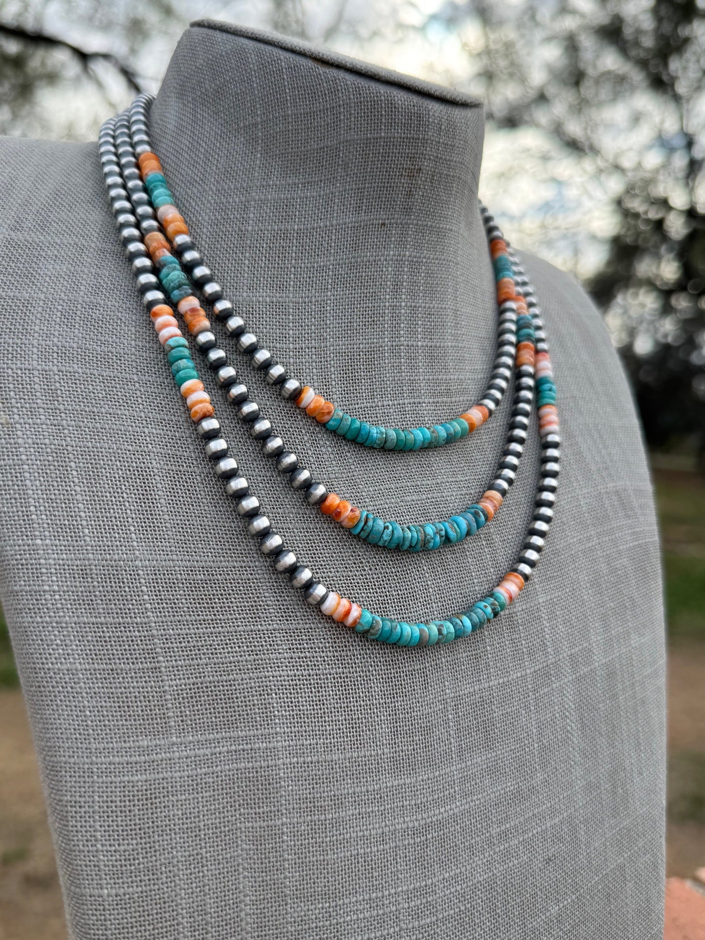 Handcrafted Spiny and Turquoise 5mm Beaded Necklace