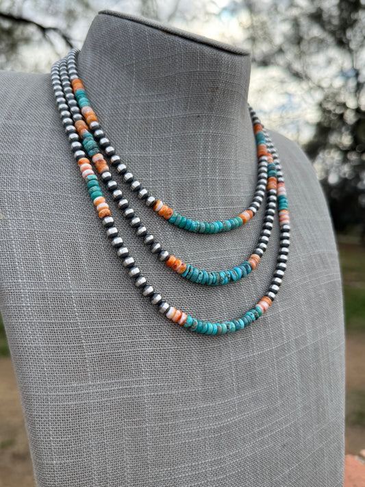 Handcrafted Spiny and Turquoise 5mm Beaded Necklace