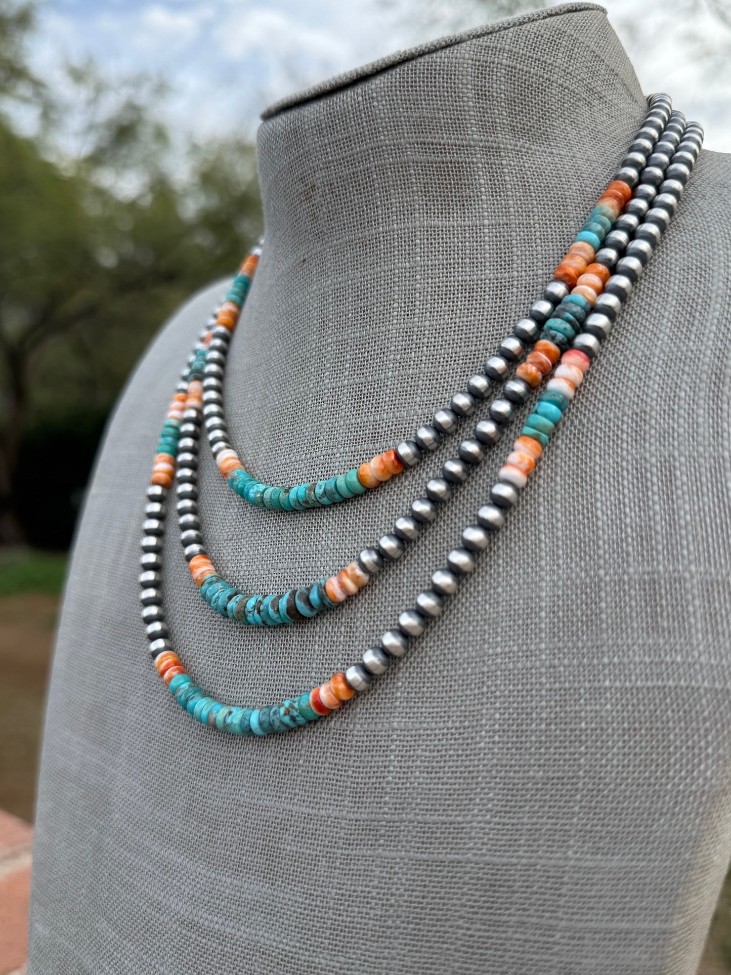 Handcrafted Spiny and Turquoise 5mm Beaded Necklace