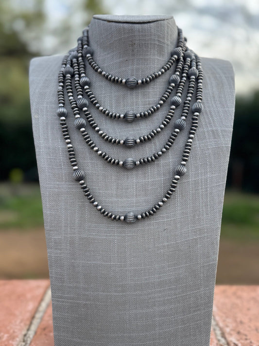 Handcrafted Sterling Silver Pearl 5-10mm Beaded Necklace