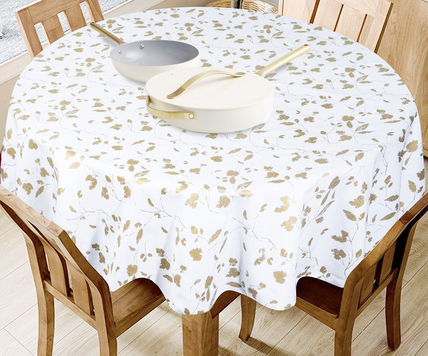 White TableCloth - Metallic Printed