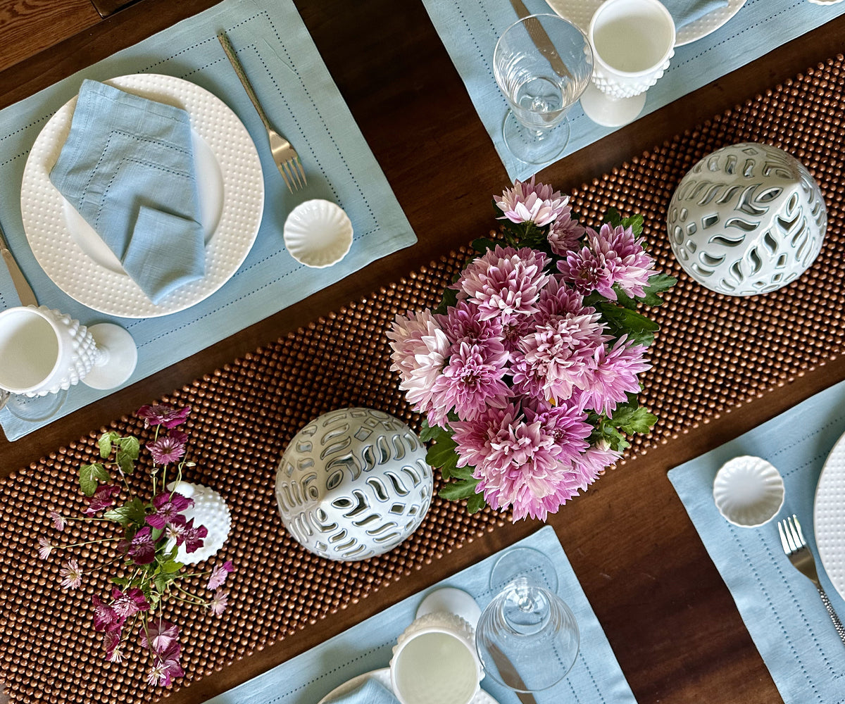 Light Blue Napkins - Double Hemstitch