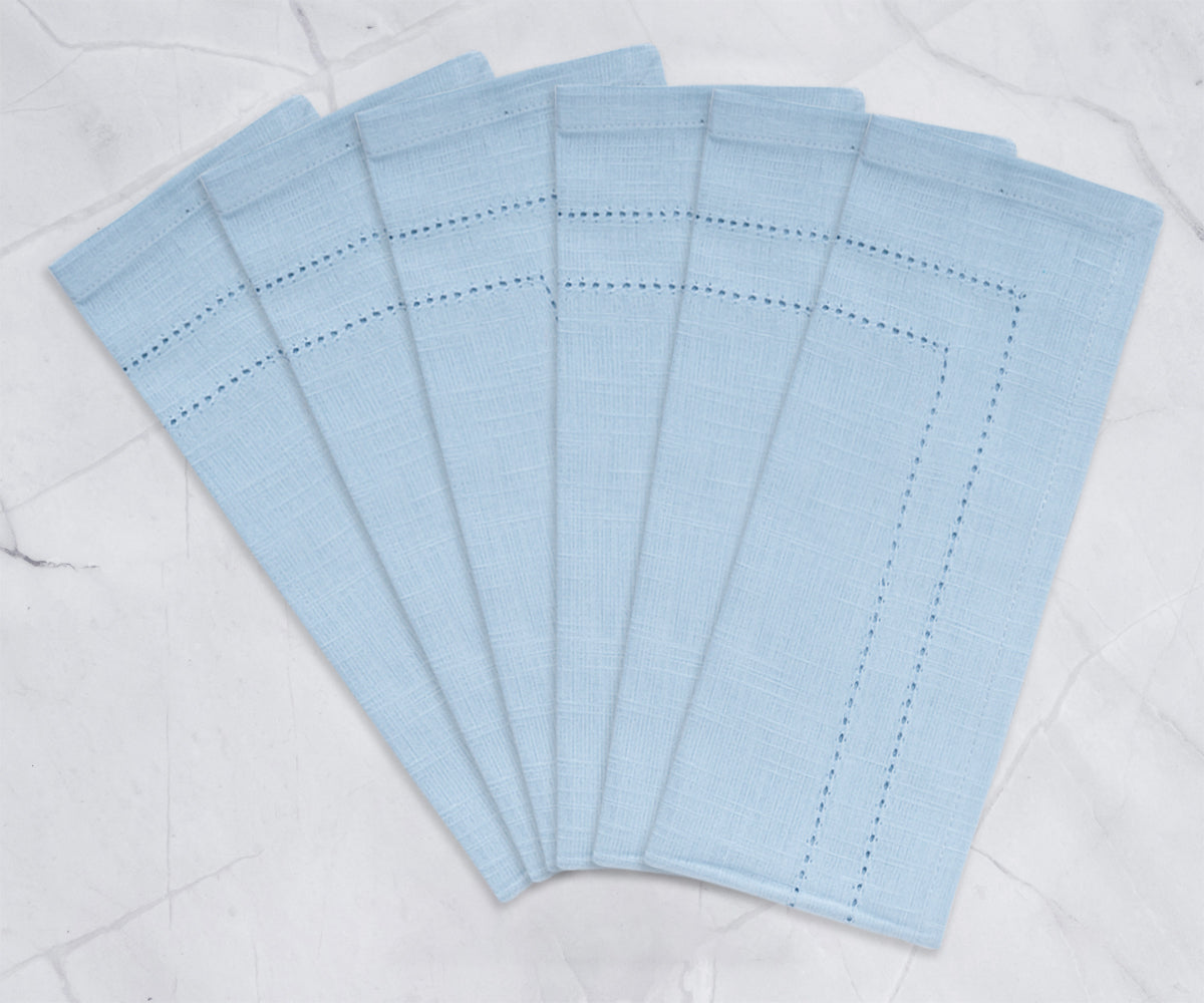 Light Blue Napkins - Double Hemstitch