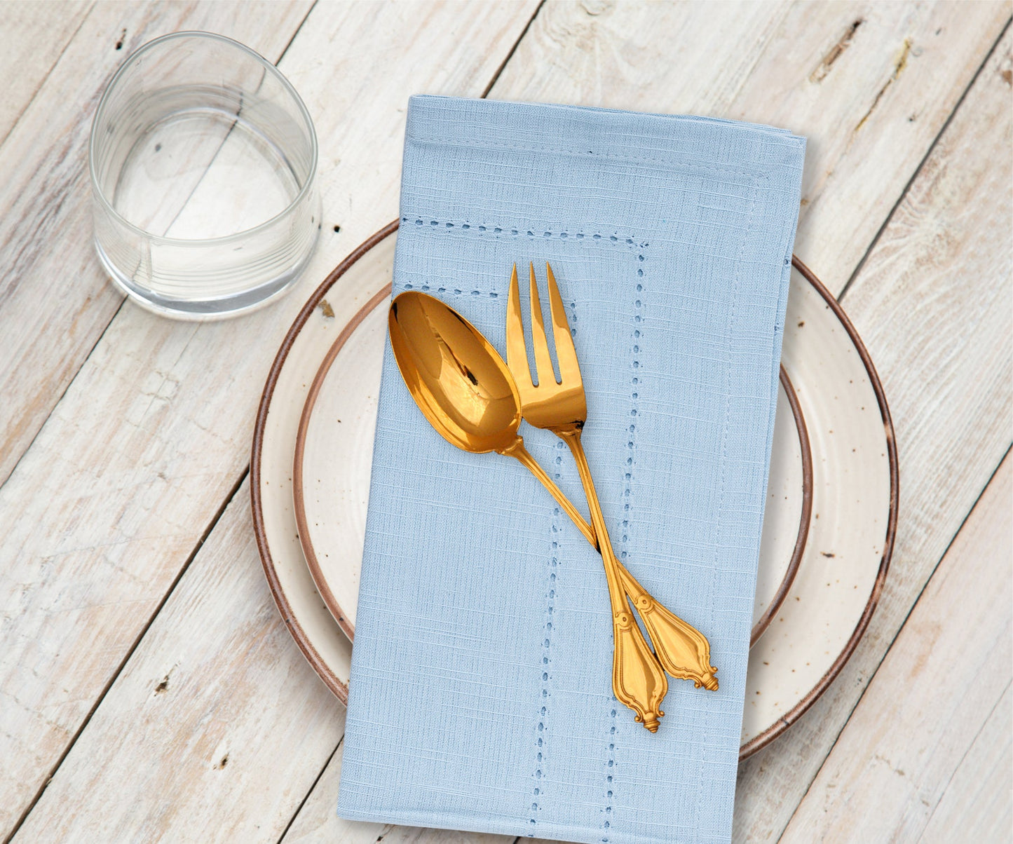 Light Blue Napkins - Double Hemstitch