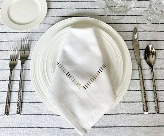 Harmonie Napkins - White Cloth Napkins Bulk