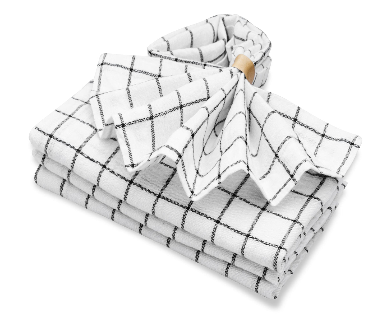 Linen Napkins - Grid Napkins Set of 4 & 8