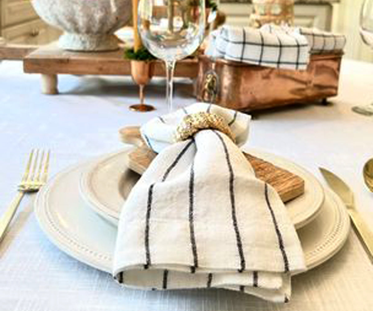 Linen Napkins - Grid Napkins Set of 4 & 8