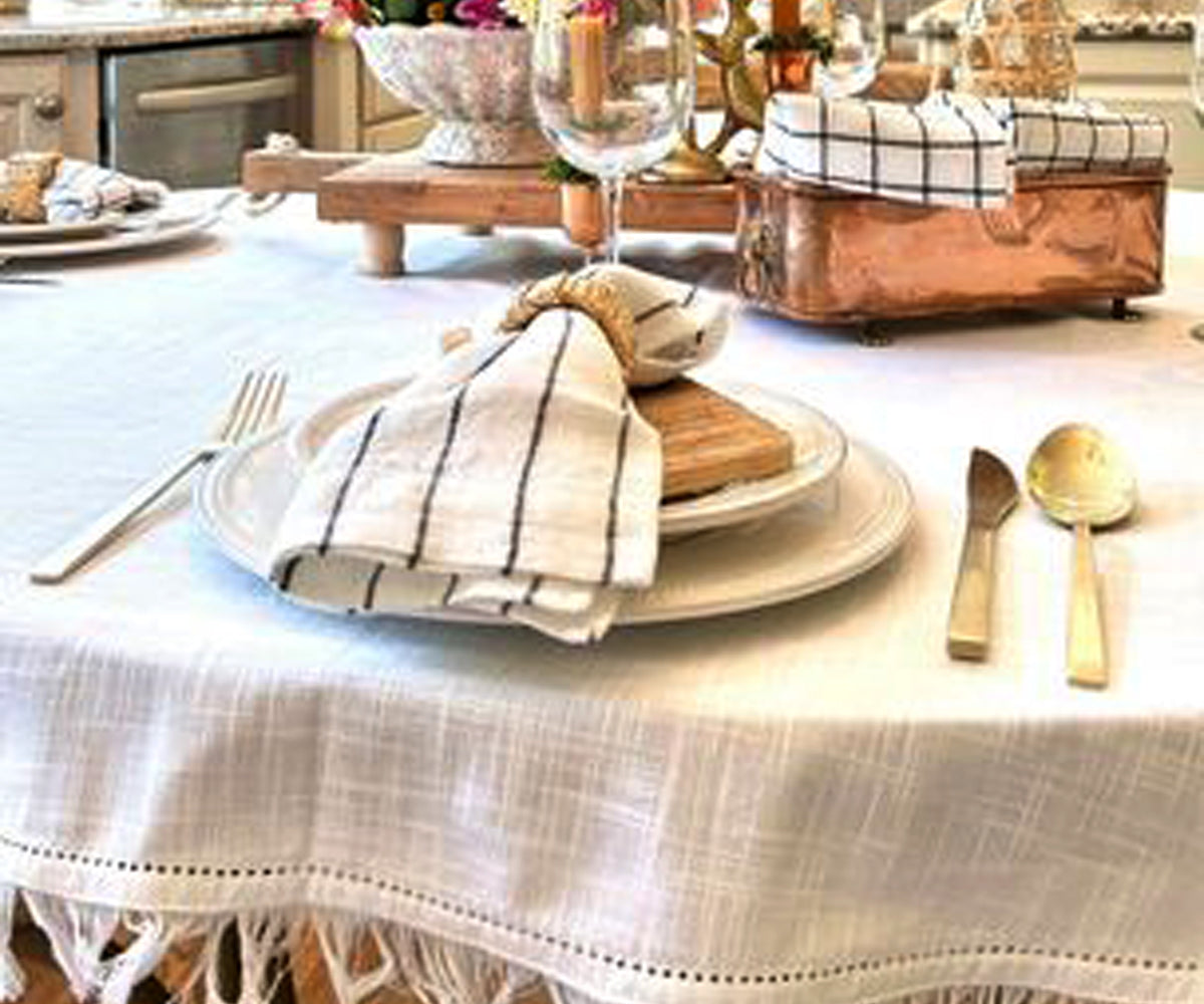 Linen Napkins - Grid Napkins Set of 4 & 8