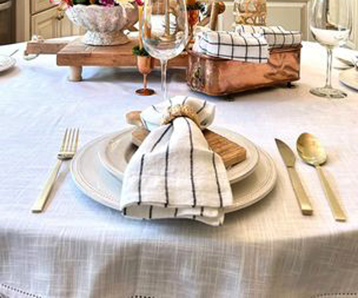 Linen Napkins - Grid Napkins Set of 4 & 8