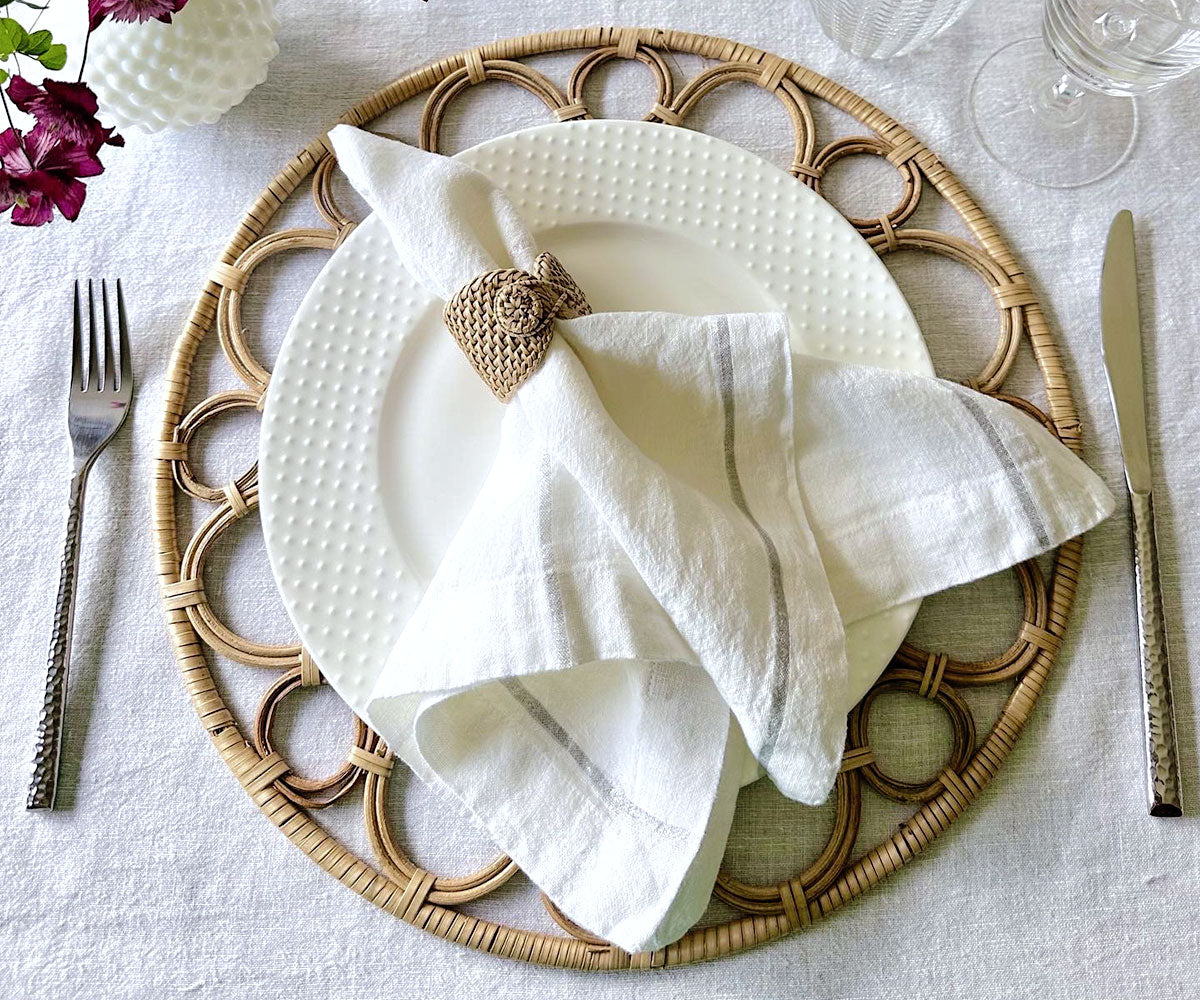 Lurex Linen Napkins - Metallic Silver Napkins