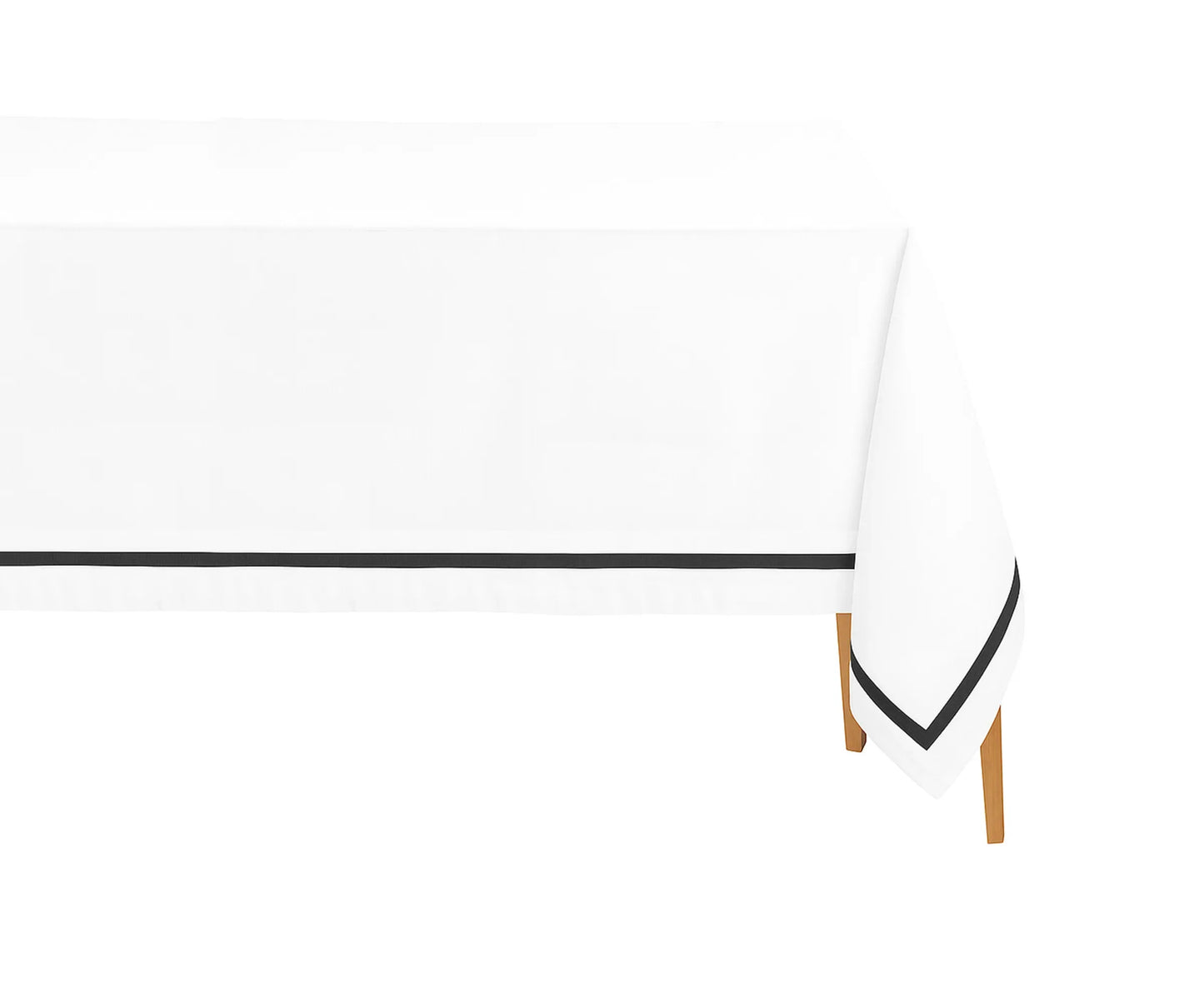 White Tablecloth - Black Satin Trim