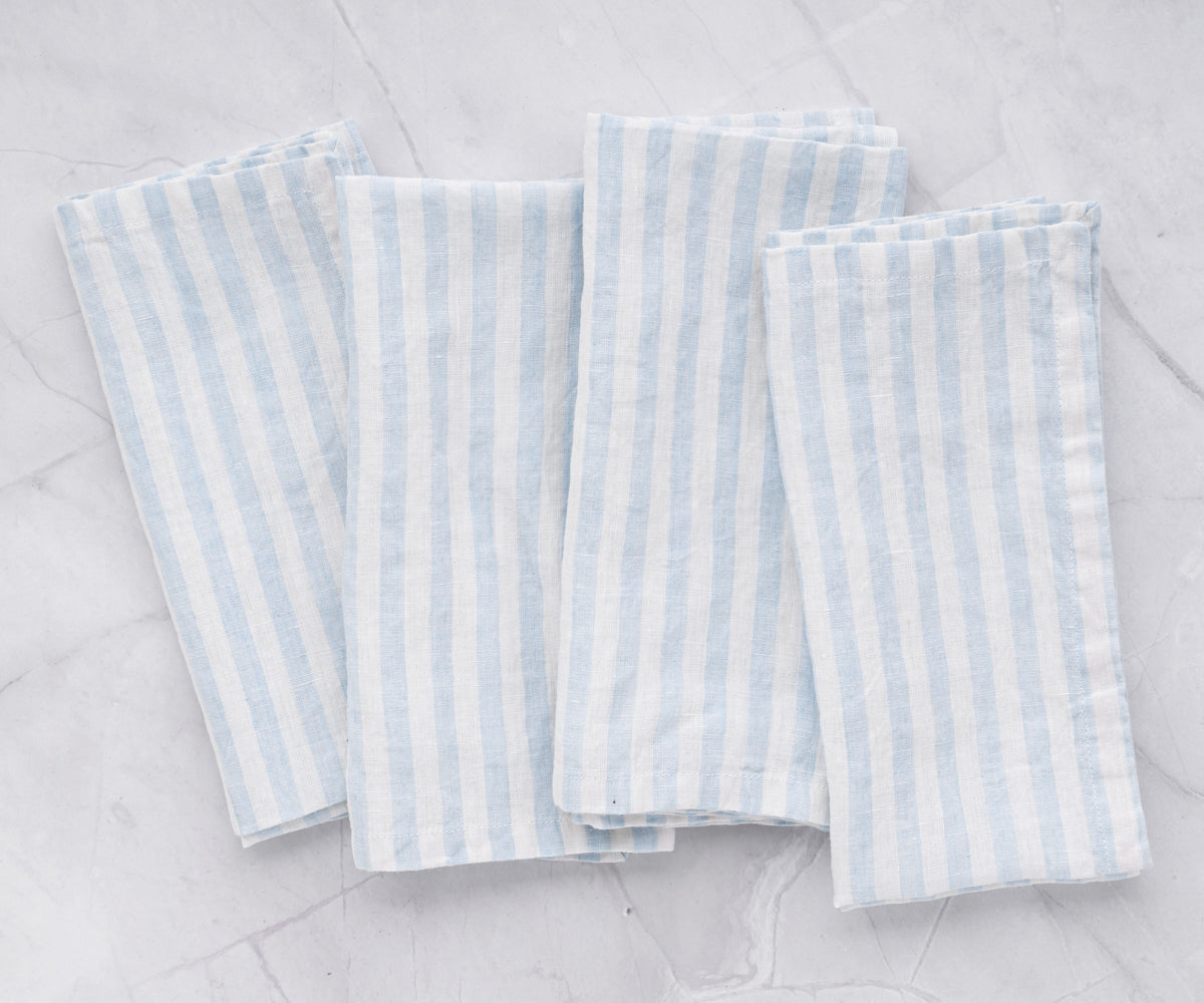 Light Blue Ticking Stripe Napkins