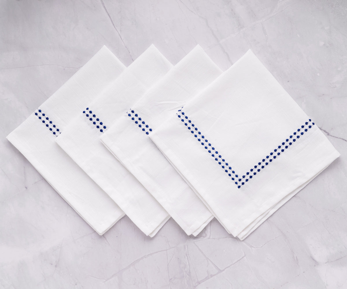 Blue Embroidered Pearls Napkins