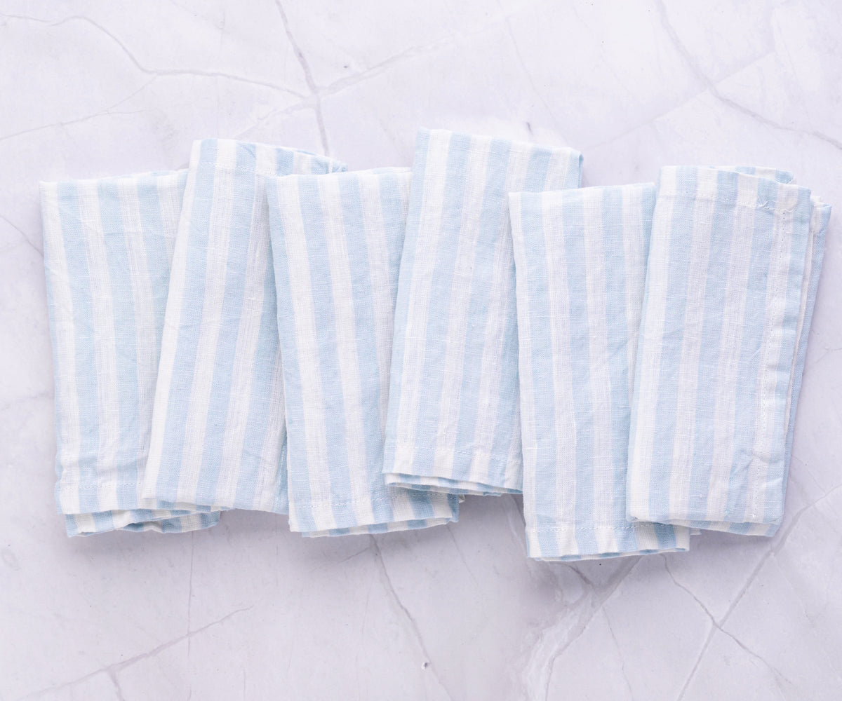 Light Blue Ticking Stripe Napkins