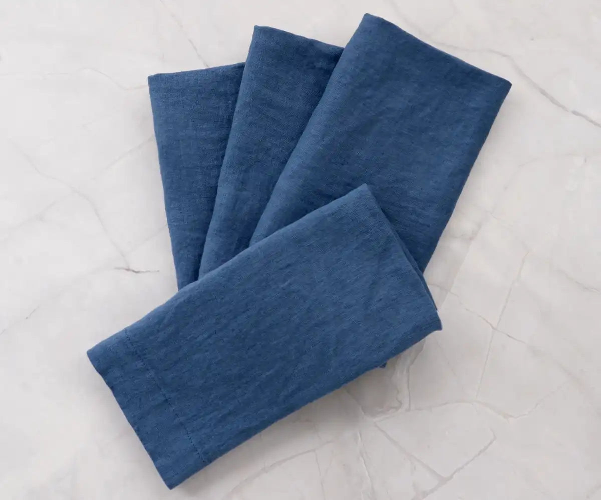 Blue Linen Napkins Set of 4