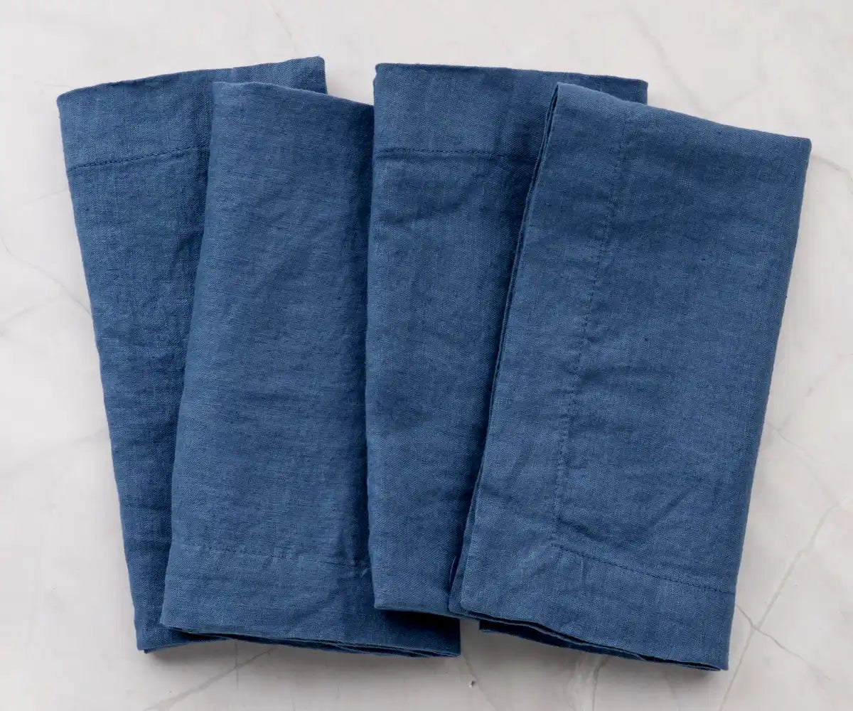 Blue Linen Napkins Set of 4