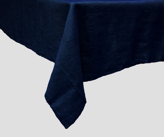 Navy Blue Linen Tablecloth