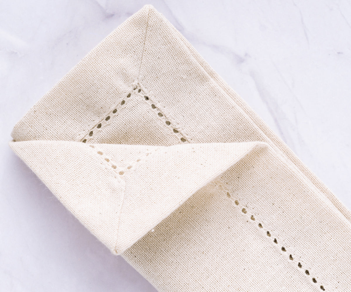 Hemstitch Cocktail Napkins - Set of 12