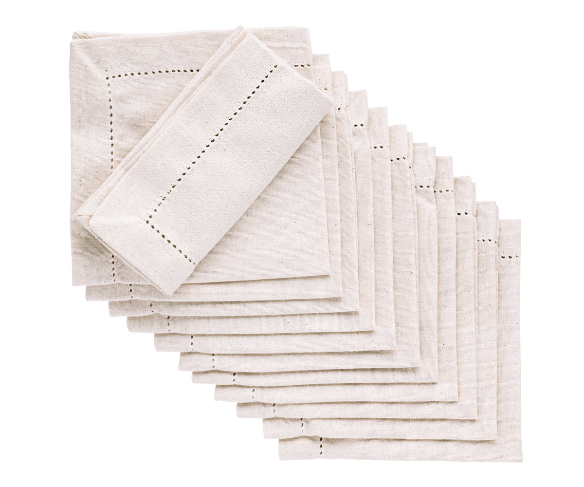 Hemstitch Cocktail Napkins - Set of 12