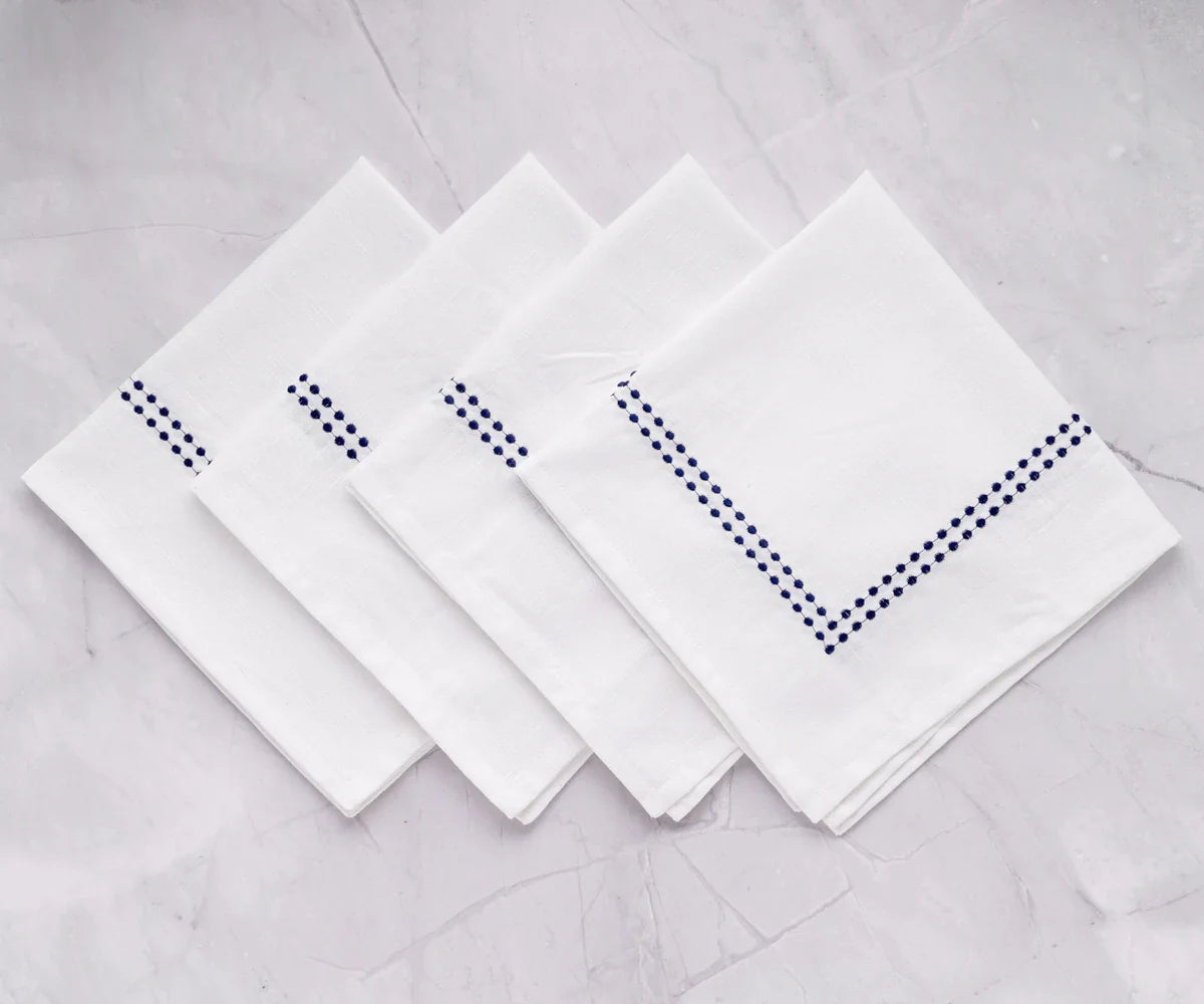 Pearls Navy Napkins Set of 12