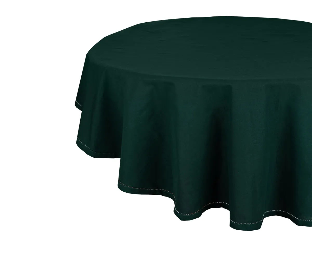 Green Tablecloth Round - Hemstitched