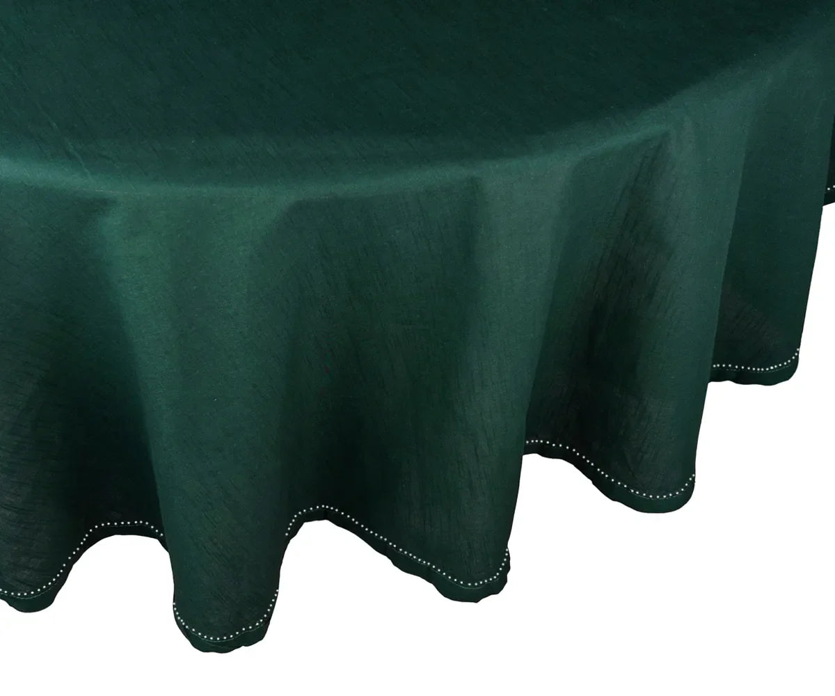 Green Tablecloth Round - Hemstitched