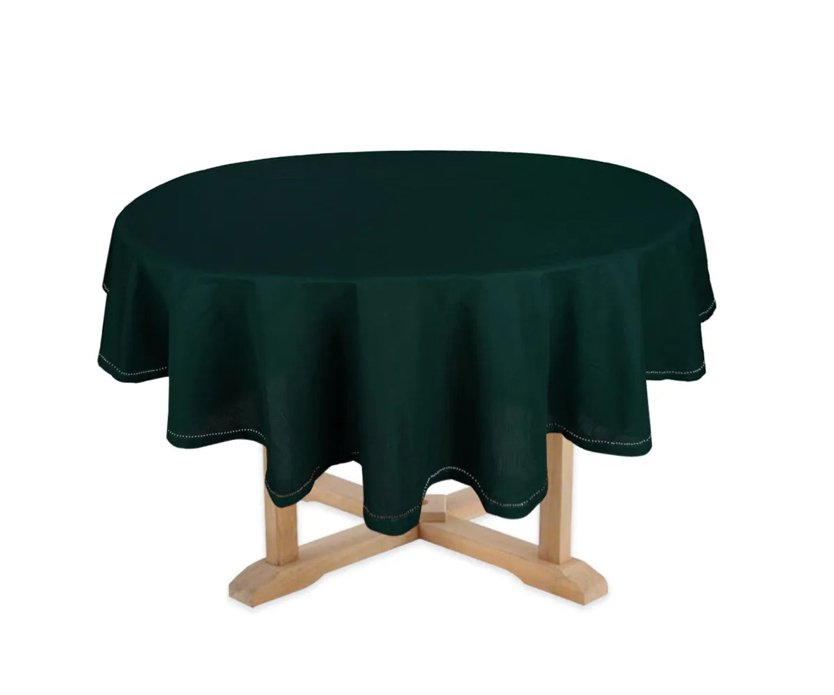 Green Tablecloth Round - Hemstitched