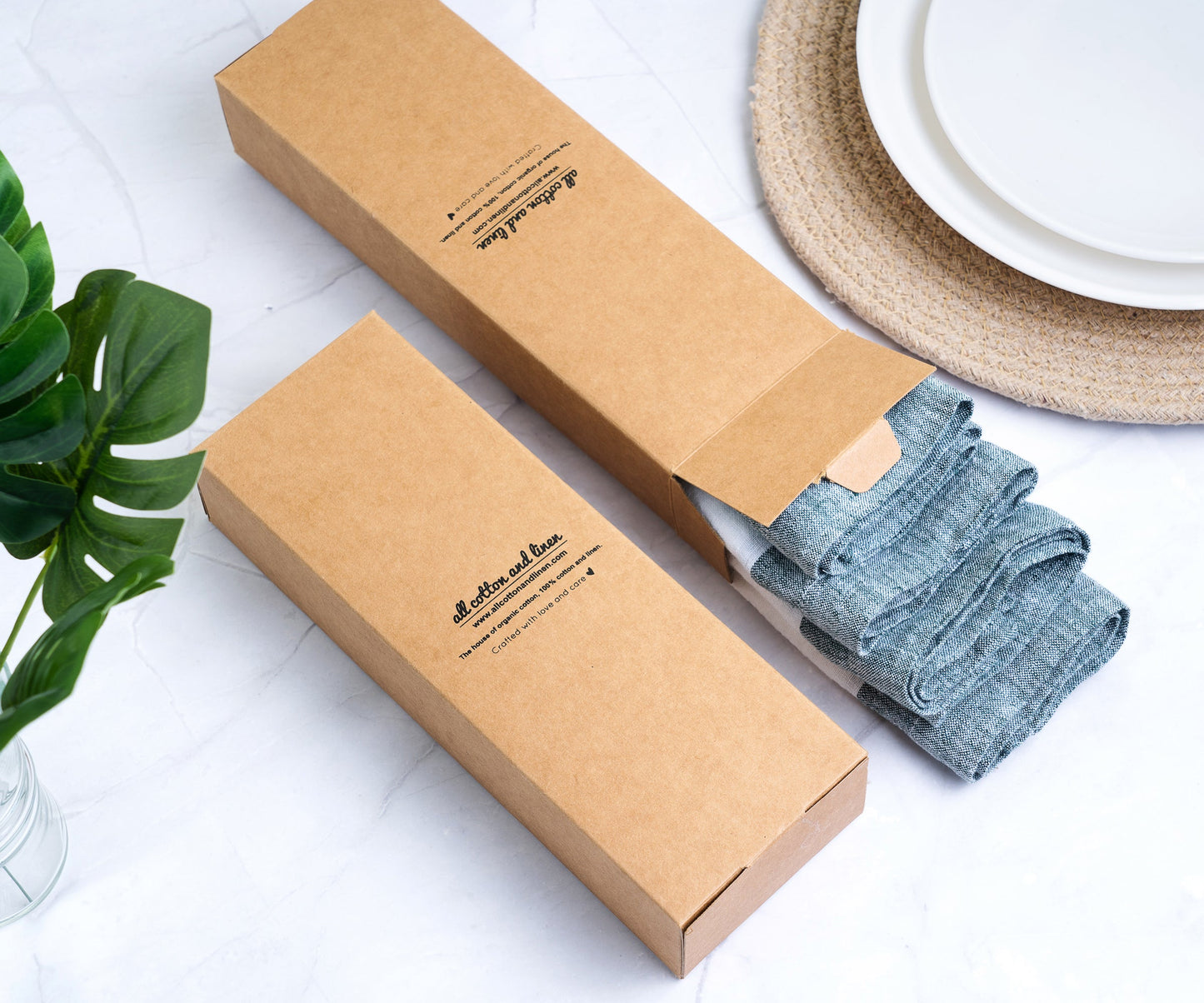 Linen Napkins - Grid Napkins Set of 4 & 8