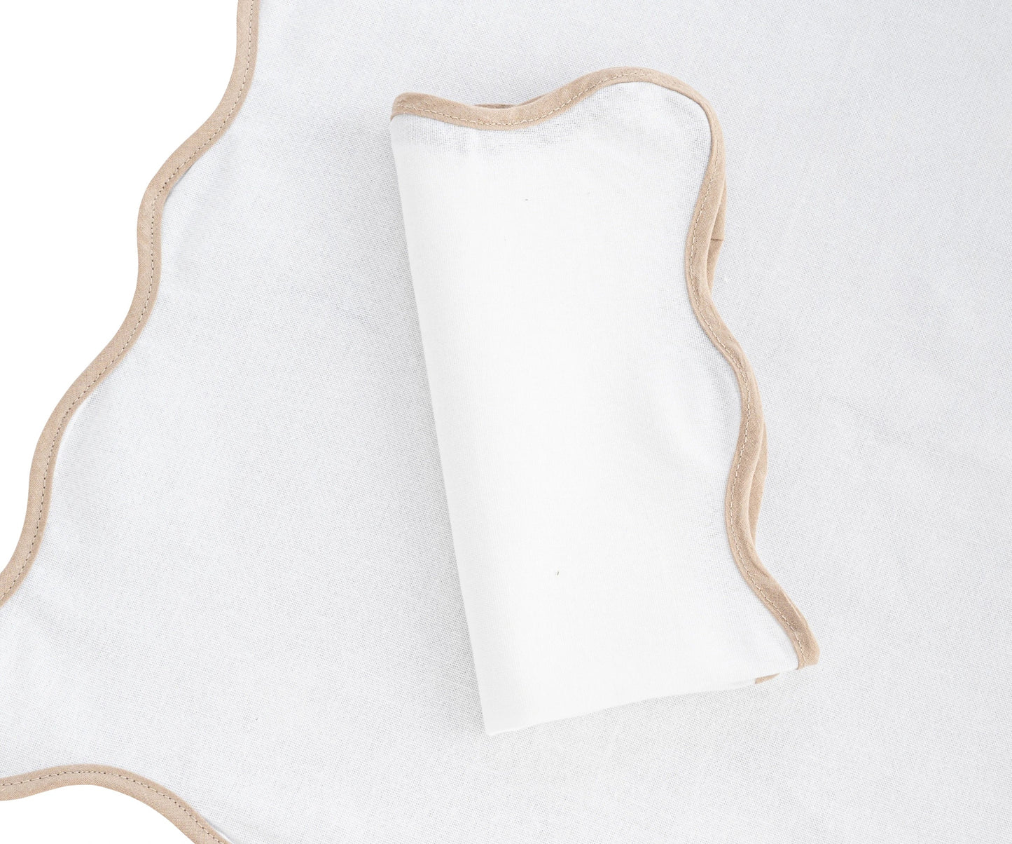 Beige Scallop Napkins - Embroidered Napkins