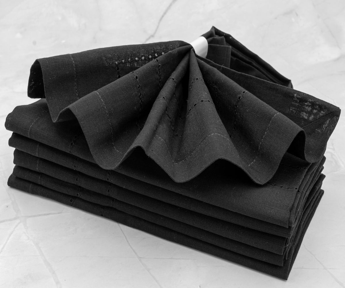 Black Double Hemstitch Napkins