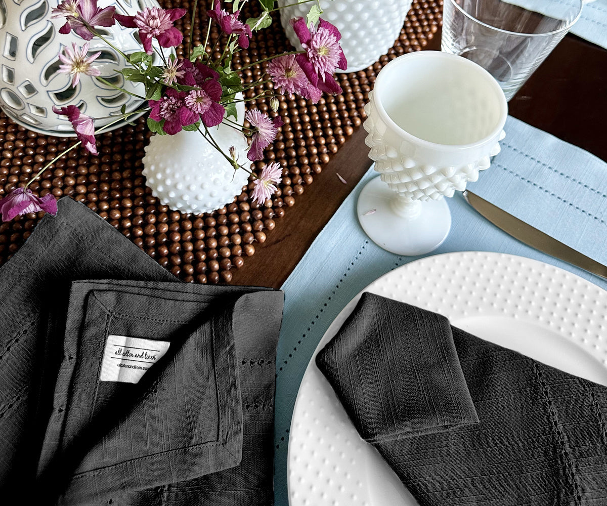 Black Double Hemstitch Napkins