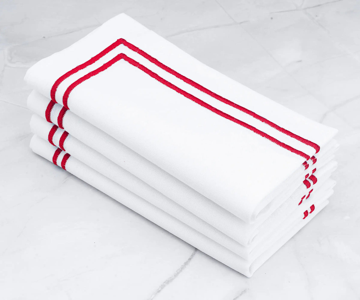 Red Double Line Embroidery Napkins