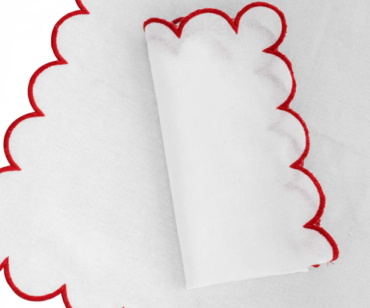 Red Scalloped Edge Napkins - LongWave