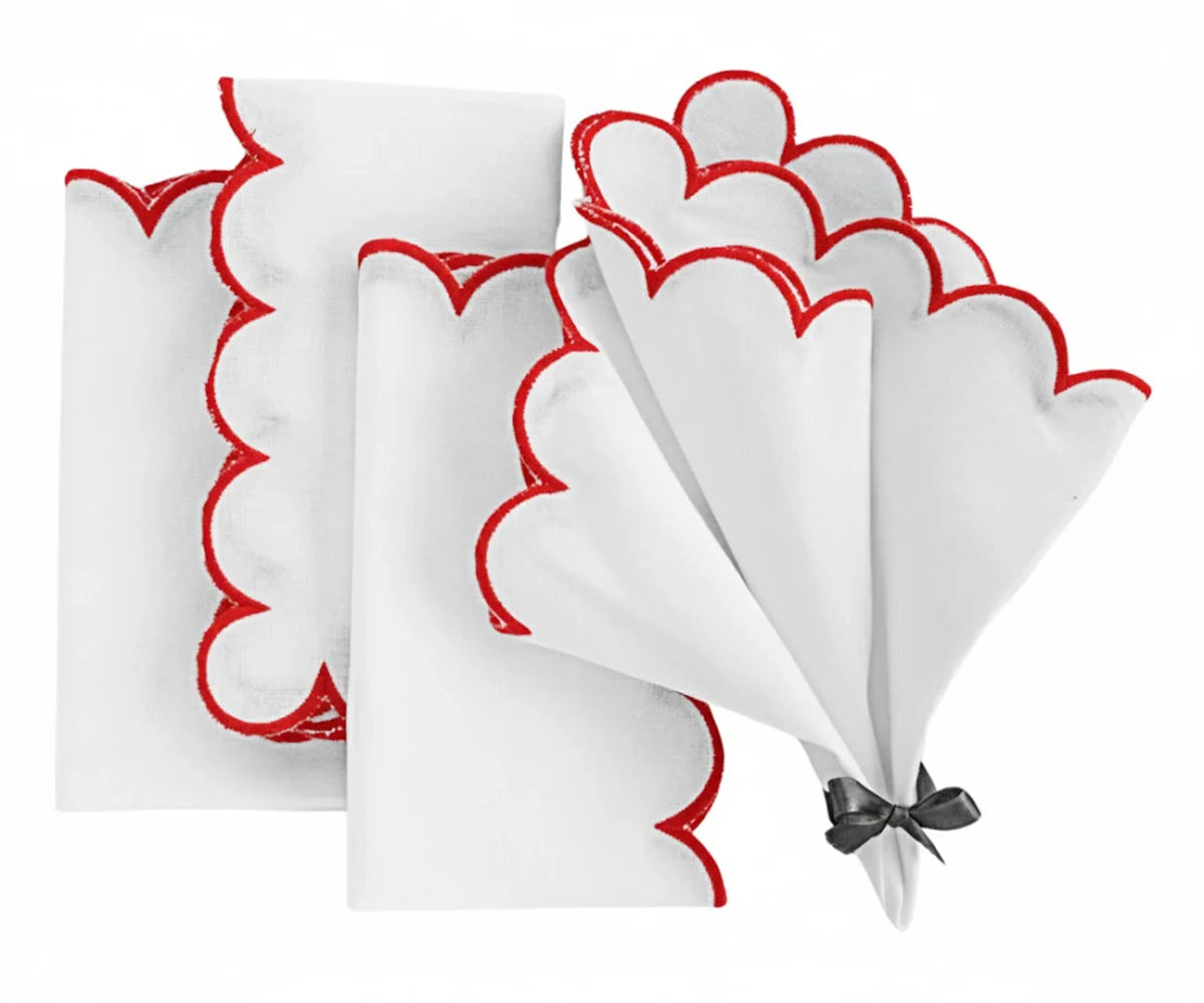 Red Scalloped Edge Napkins - LongWave